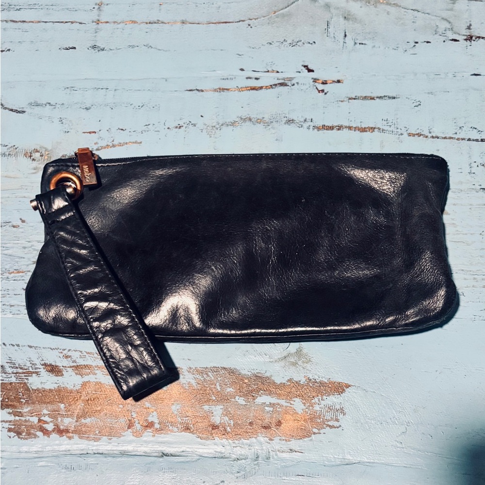 HoBo Leather Wristlet Clutch - Black